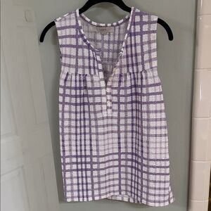 LOFT Purple and White Plaid Sleeveless Top